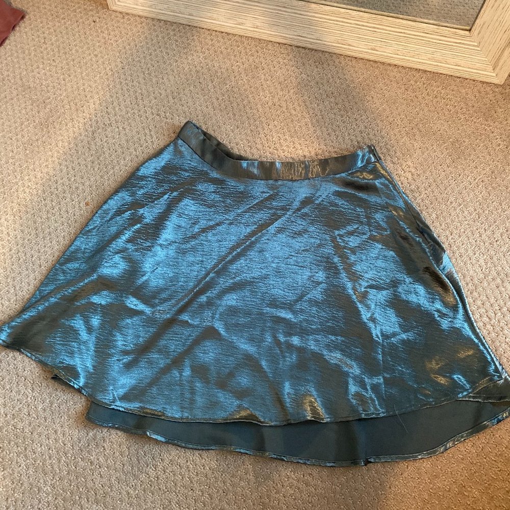 Urban Outfitters Retro Blue Satin Skater Skirt
